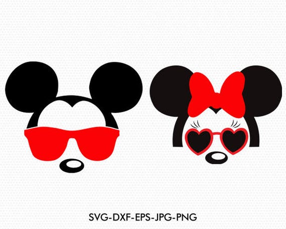 Mickey Minnie with sunglasses valentines love Svg Mickey