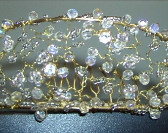 Handcrafted Crystal Twisted Wire Tiara, available in gold or silver.