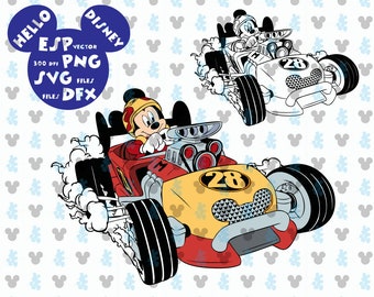 Mickey racer clipart | Etsy