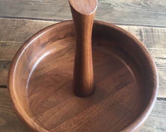 Vintage Solid Black Walnut Nut Bowl