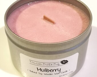 Mulberry Natural Soy Wooden Wick Candle - 6 oz