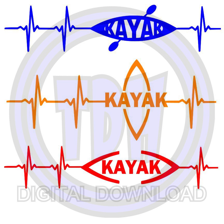 Download Digital Download 3 Kayak Heartbeat SVG DXF EPS Silhouette