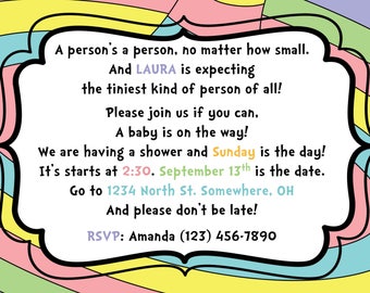 Baby Shower Invitation - Dr. Seuss - Oh The Places You'll Go