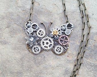Sale steampunk butterfly necklace 1
