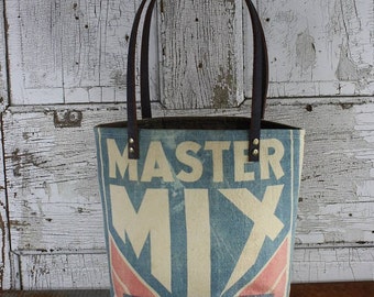 Vintage Master Mix Feed Sack Shoulder Bag | Repurposed | Upcycled | Tote Bag | Feedsack | Grain Sack | Chick Starter | Chicken Feed