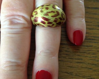 Leopard Enamel Sterling Silver Ring