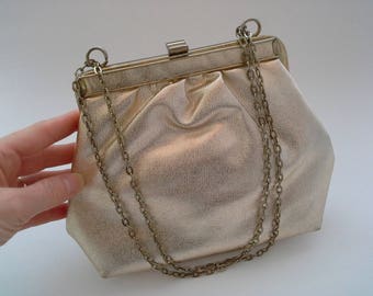Vintage Gold Bag, Little Gold Purse, Gold Evening Bag, Gold Formal Purse, Gold Wedding Purse, Bridesmaid Purse, Gold Metallic Bag