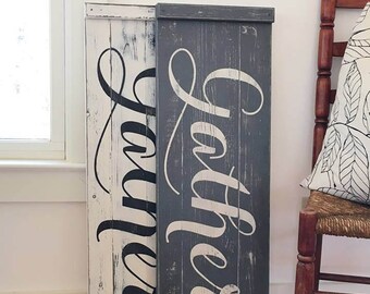 GATHER SIGN, Rustic Gather Sign, Wood Gather Sign, Large Gather Sign, Dining Room Signs, Dining Room Decor, Fixer Upper Style, 35.5" x 12"
