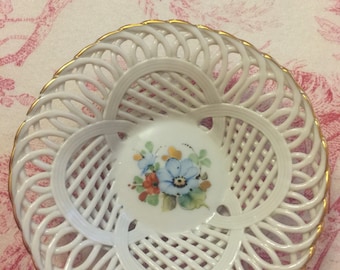 Country french lattice lace floral bowl