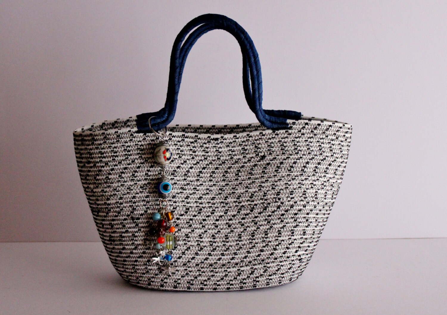 White and Black Basket Bag Monochrome Basketbag Summer