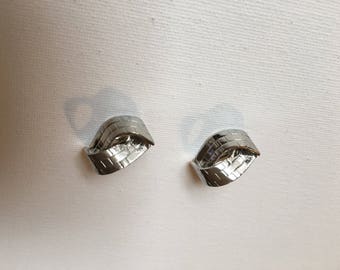 Signed Trifari Vintage Silver Tone Clip On Earrings