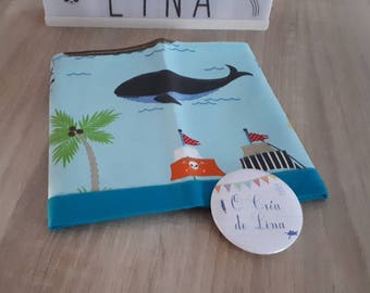 Napkin child customizable whale and sea.