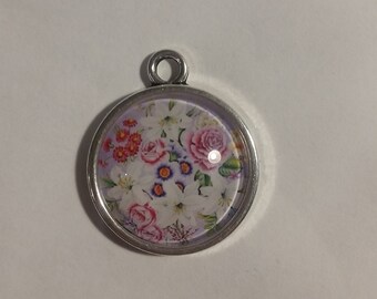 Glass cabochon Flower Motif 20 mm