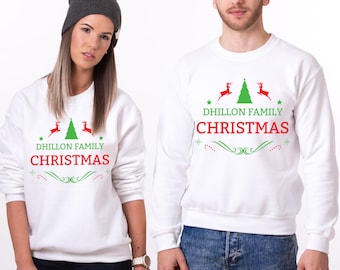 Custom name Christmas family sweatshirt, Ugly Christmas sweater, Family matching sweaters, UNISEX