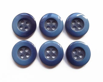 6 buttons two-tone blue gradient round 14 mm