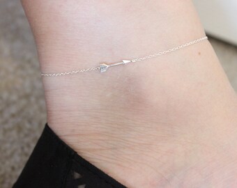 Sterling silver Arrow anklet, dainty anklet, delicate silver ankle bracelet, simple anklet, special gift, cute anklet