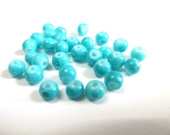 50 cracked glass 4mm blue beads