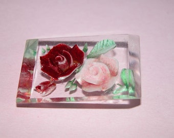 Pretty Vintage Lucite Rose Brooch