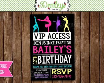 Gymnastics Invitation, Gymnastics Invitation, VIP Gymnastics Invitation, Tumbling Invitation (VP03)
