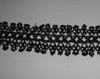 Vintage Antique 1880 Victorian French jet beaded trim, fringes/adornment, 80 cm