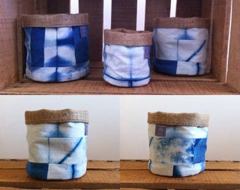 Storage pot fabric Indigo color 11 x 11 cm 2 quilt pattern