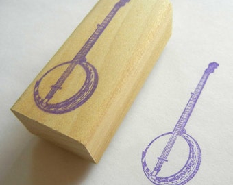 Musical Instrument Rubber Stamp - Bluegrass Banjo