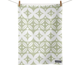 Green Tea Towel, Scandi Kitchen Towel, Farmhouse Dish Towel, Cotton Tea Towel Green, Minimalist Tea Towel, Decorative, Display Tea Towel,