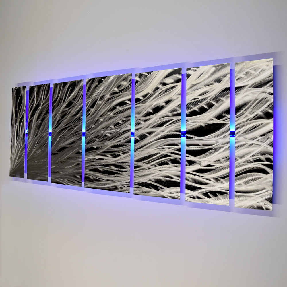 Lighted Metal Wall Art Silver Rush LED Metal Wall Sculpture