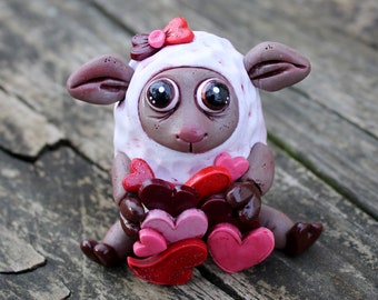 I Love Ewe Sheep Polymer Clay Sculpture
