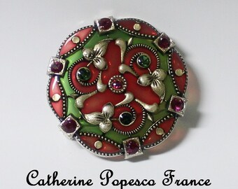 Broche Vintage émaillée Style Popesco - Magnifique, Occasion, Parfaite Pour Les Collectionneurs