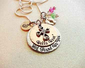 Beautiful Hand Stamped Adoption necklace, Gift gift for the new Mom with God Found Us You, personalized