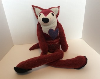 Repurposed felted sweater stuffed fox