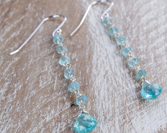 Blue Apatite Dangle Earrings/Apatite Earrings/Blue Apatite Earrings