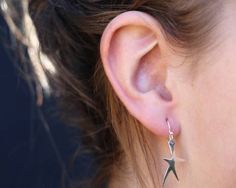 Star Earrings, Silver Star Earrings, Drop Earrings , Bridesmaid Gift, Sterling Silver Earrings, Silver Jewelry, Silver Earrings
