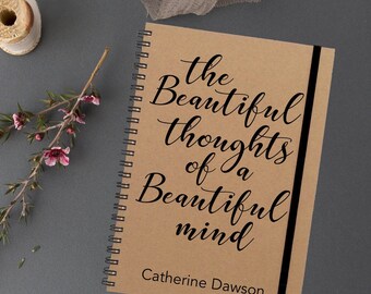 Personalised|Notebook|The Beautiful Thoughts of a Beautiful Mind|Gift for Her|Gift for Friend|Custom Notebook|Journal|Stocking Fille|