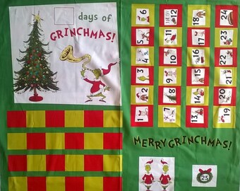Fabric Panel/ The Grinch/ Advent Calendar/ Christmas