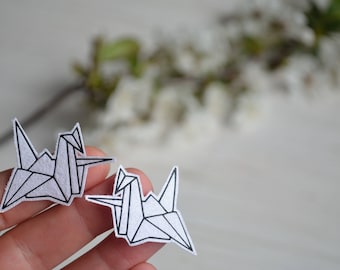 origami crane tumblr patch iron on funny tshirts cute patch origami bird small patch black white monochrome denim jacket geometric patch