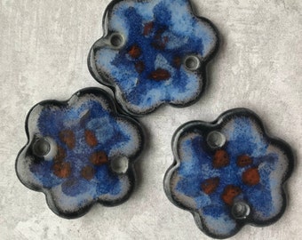 Shades of Blue Red bracelet link, Layers of Glaze, Porcelain, Bracelet Elements, Link, Bracelet Link, Bracelet compone