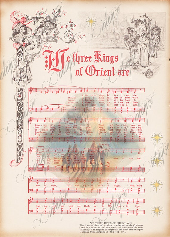 We Three Kings Printable Vintage Christmas Sheet Music
