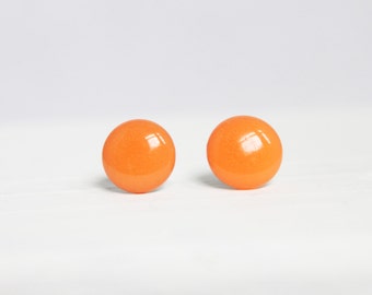 Bright Orange Earrings, Stud Earrings, Hypoallergenic Jewelry
