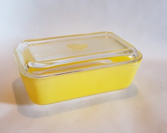 Retro French Duralex Butter Dish. 1960s Kitchen. Vintage Yellow. Vibrant Glass Dish with Lid.