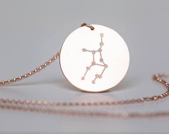 Zodiac Constellation Necklace - Constellation Jewelry - Gold, Rose Gold, or Sterling - Zodiac Jewelry - Custom Engraving - Engraved Jewelry