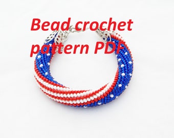 Independence day Bead crochet pattern tutorial necklace pattern jewelry usa flag jewelry tribal pattern diy american jewelry make bracelet