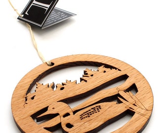 Wood Loon Ornament - Circle of Life Ornament Collection by Timber Green Woods . Sustainable Harvest Wisconsin Wood