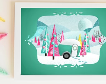 A Mod Christmas// mint trailer// bottle brush christmas print