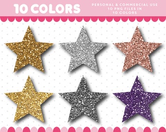 Silver star clipart, Glitter star clipart, Gold star clipart, Gold Silver glitter clipart, Glitter textures, Digital glitter, CL-1745