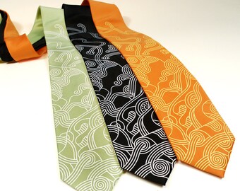 Abstract Curves Tie - Modern Art Necktie - Men's Neck Tie - Line Art