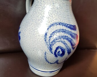 Grey/Blue Jug Stamped M over R 30G1/05. 15.5 x 13cm