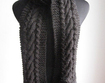 Cable and Lace Scarf, Vegan Knits, Winter Accessories, Cable Knit Scarf, Fall Accessories, Mens Scarf, Womens Scarf, Winter Scarf