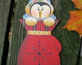 Penguin Mitten Snuggles Ornaments Renee Mullins design